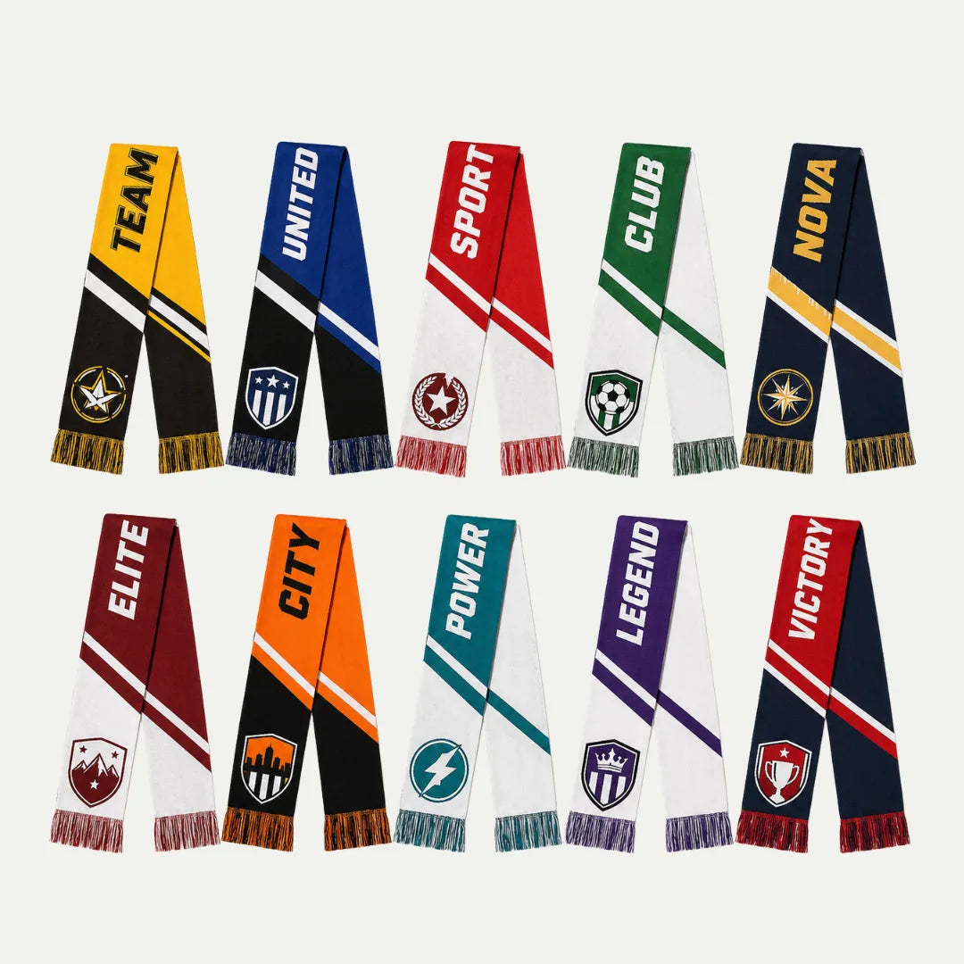 custom football fan scarves collection with team designs