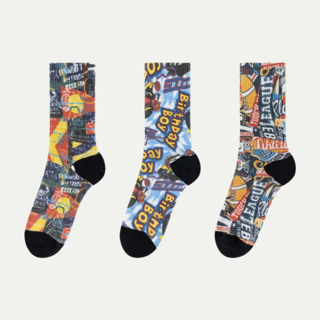 colorful custom printed crew sock design