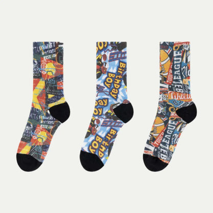 colorful custom printed crew sock design