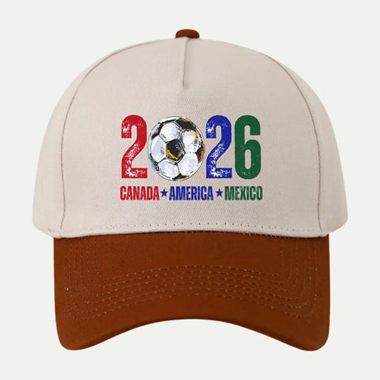two tone custom soccer baseball cap with 2026 print