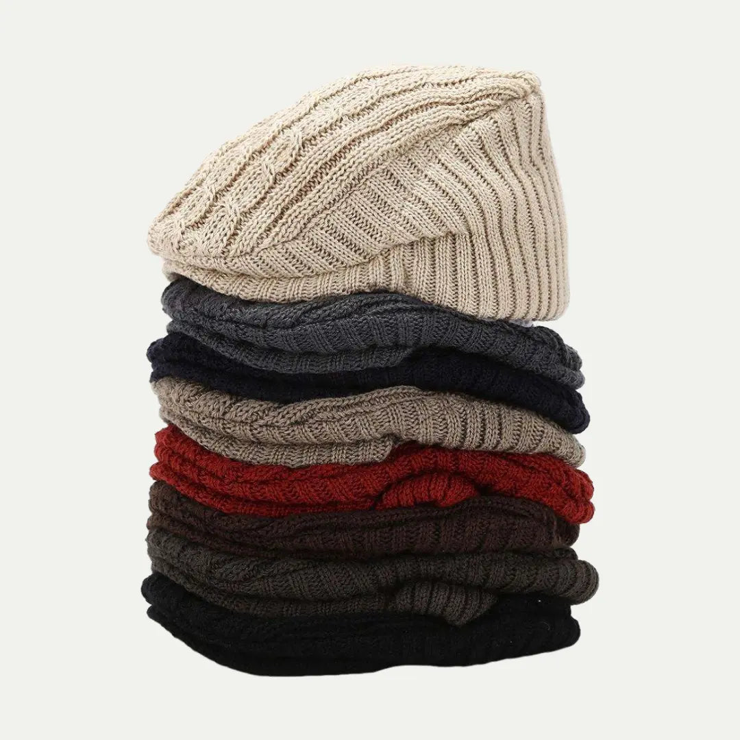 stacked knit brim beanies in multiple colors