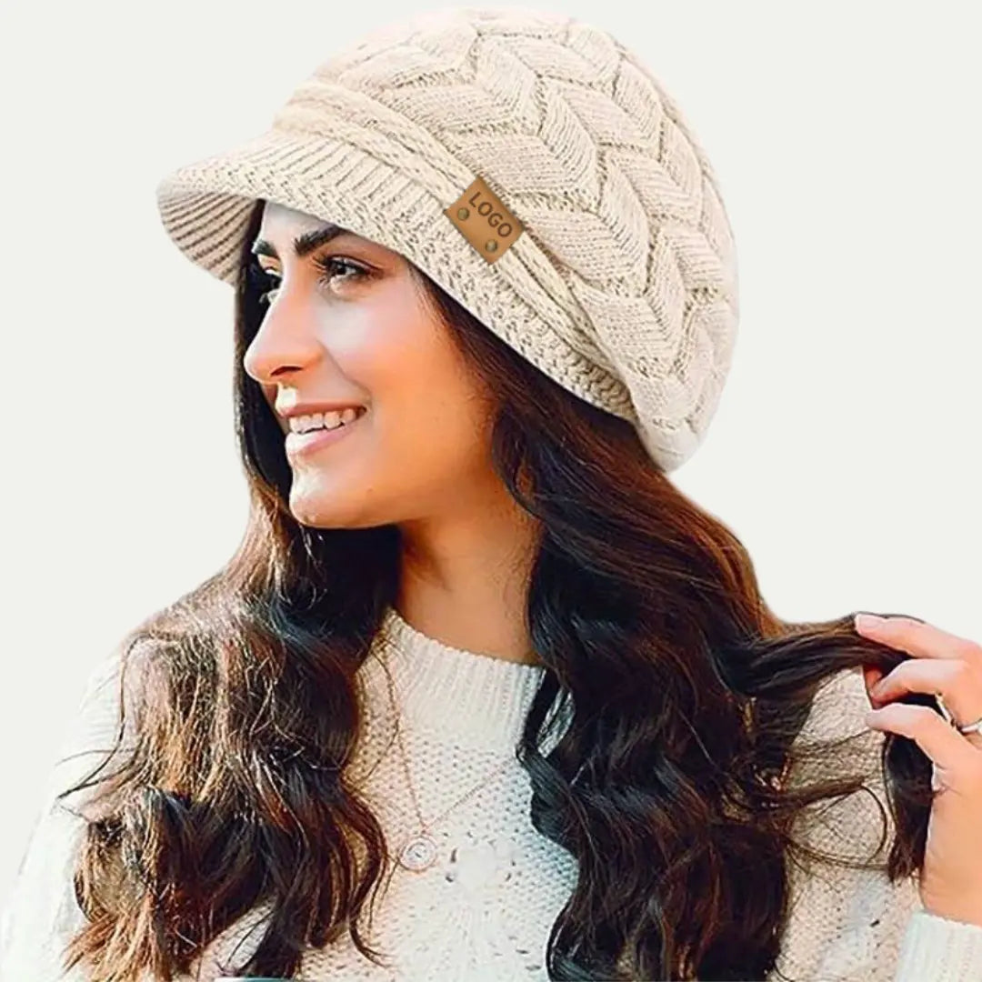 woman wearing slouchy beanie with brim