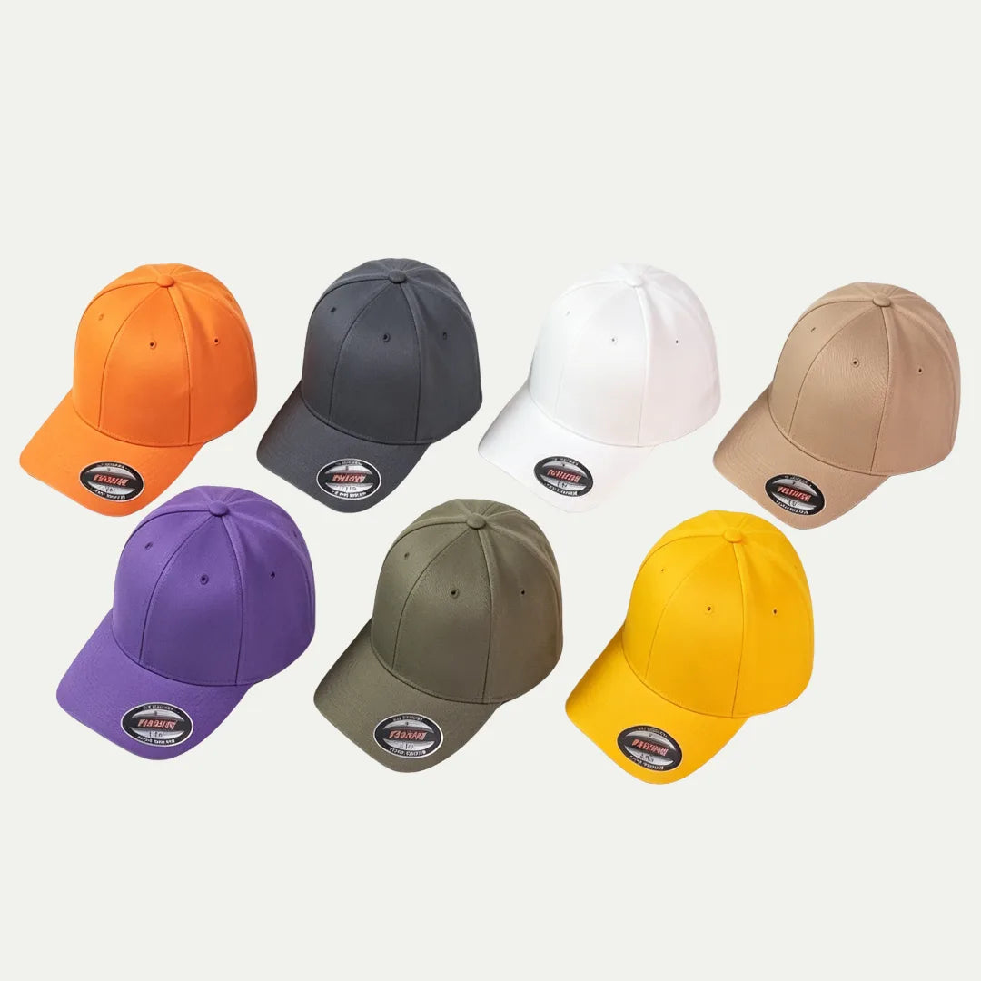 blank stretch fit baseball hats in multiple colors