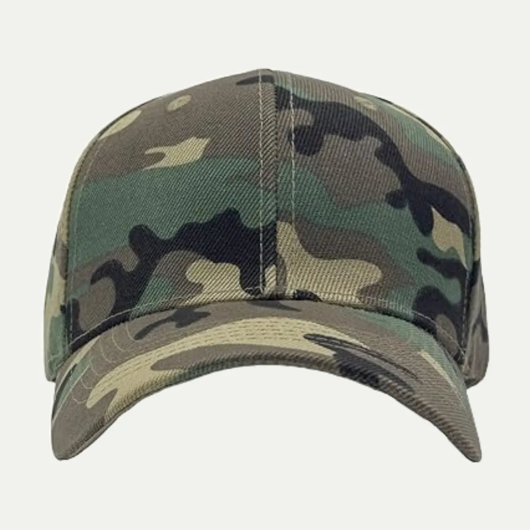 green camouflage baseball cap front product image