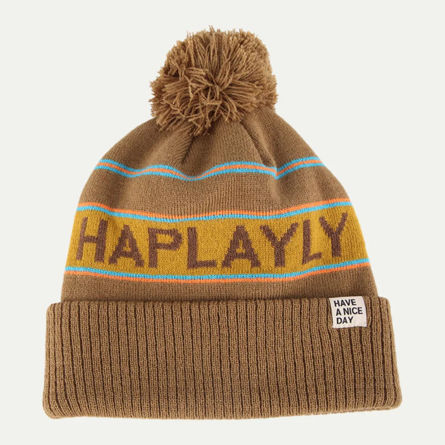 Pom Pom Jacquard Knit Beanie With Custom Embroidered Logo