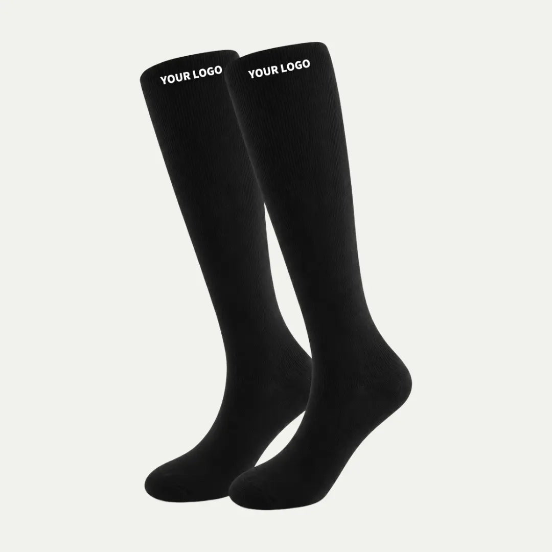 black custom logo knee high compression sock