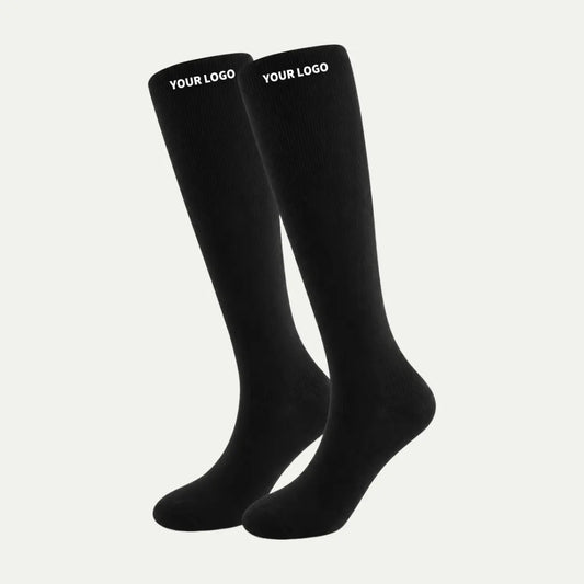 black custom logo knee high compression sock