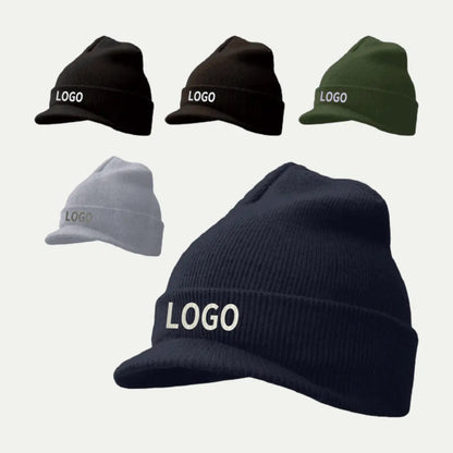 custom beanie with brim rib knit multicolor visor style