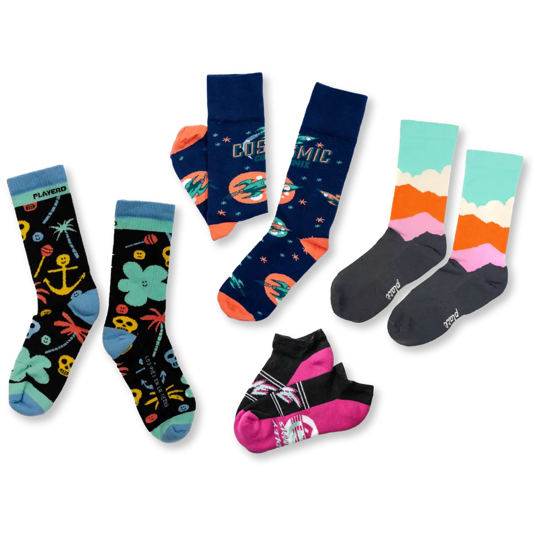 colorful custom crew socks with mixed patterns