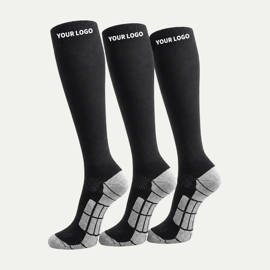 custom logo knee high athletic sock three pack