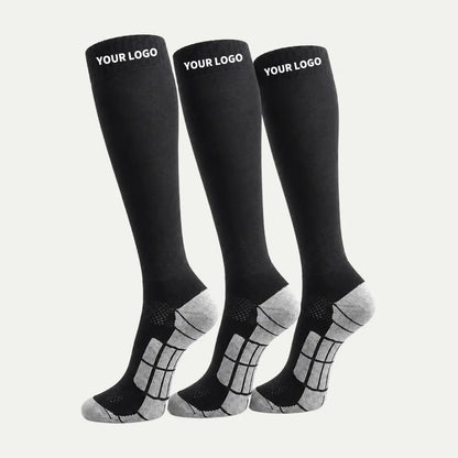 custom logo knee high athletic sock three pack